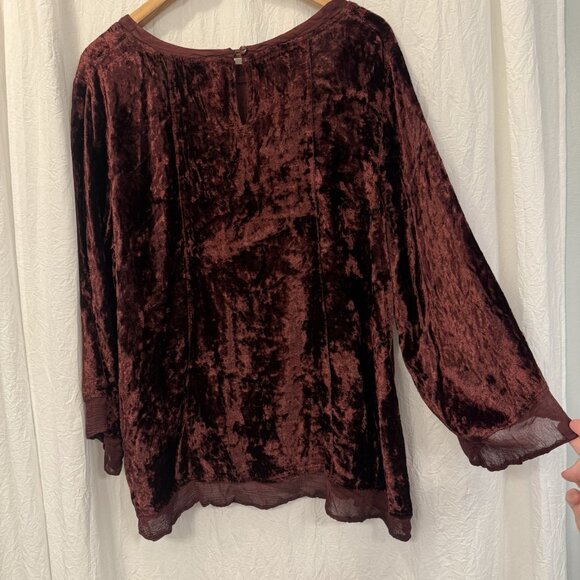 South Main Burgundy Crushed Velvet Top Size XXL Whimsigoth Fairy Holiday Glam - Picture 10 of 10